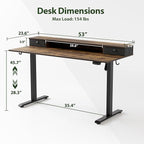 Agilestic 53 x 24 Inches Height Adjustable Electric Standing Desk with 2 Drawers, Stand Up Electric Desk Adjustable Height, Sit Stand Computer Gaming Table with Splice Board, Rustic Brown