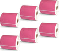 BETCKEY - 4" x 5" Large Shipping & Multipurpose Labels Compatible with Zebra & Rollo Label Printer,Premium Adhesive & Perforated[Pink, 6 Rolls, 2100 Labels]