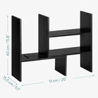 Navaris Desk Organizer Shelf Unit - Desktop Shelves for Table or Countertop - Free-Standing Adjustable Bamboo Shelving for Kitchen or Office - Black