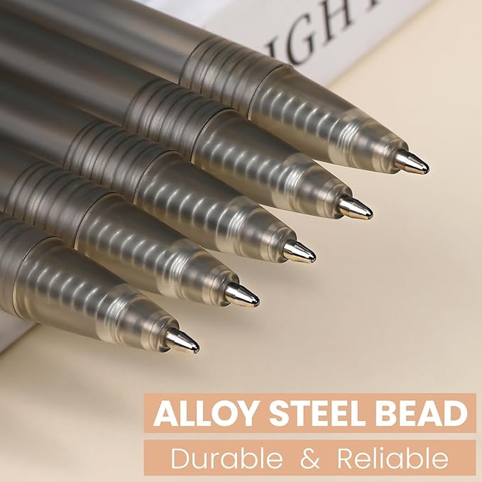 Gray Pens Bluk | 60 Pack Durawrite Retractable Ballpoint Smooth Writing | Ball Point Click Pens Black Ink 1.0mm with Clear & Vivid Lines for Servers School Office Supplies, Lapiceros