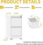 Reegangfa 2 Drawer File Cabinet with Lock, Metal Vertical Filing Cabinet, Lockable Heavy Duty Steel Small File Cabinets for Home Office, for A4 Legal/Letter Size Storage, White, Assembly Required