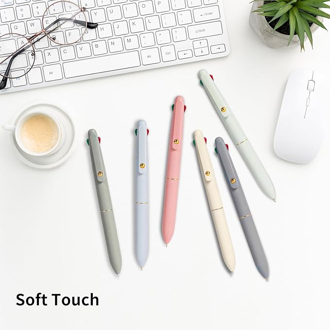 Ddaowanx 4-in-1 Multicolor Ballpoint Pens 0.5mm Fine Point Smooth Writing,nurse accessories for work,gifts for teen girls and Planner, 12-Count (Morandi+Macaroon)