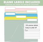 File Folder, RAZCC 100 Pack Colored File Folders, 1/3 Cut Tab File Folder Letter Size, Filing Folders with Tabs for Office School Business Use, Assorted 10 Colors