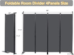 CHOSENM Wall Divider, 4 Panel Room dividers and Folding Privacy Screens with Wider Support Feet, 6 Ft Portable Privacy Screen for Room Separator, 88" W X 71" H, Grey