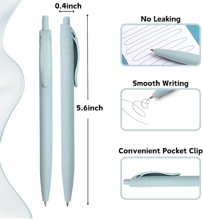 BallPoint Pens, 50 Pack (BLACK Ink),Bulk Pens, Light Blue/Mint Green Barrel,Click Pens for Office Home and School, Retractable Ballpoint Pens, Medium Point, 1.00MM (Light Blue/Mint Green)