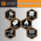 GTSE Masking Tape, 1 Roll, 1 inch x 55 Yards (164 ft), Multi-Surface Adhesive Painting Tape, Perfect for Painting, Home, Office, School, Art, Crafts, Glass, Vinyl
