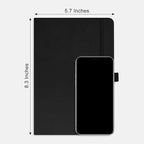 RETTACY Bullet Dotted Journal Notebook, 320 Numbered Pages, A5 Medium Size (5.7'' × 8.3''), Leather Hardcover, 100 GSM Thick Paper, for Bullet Journaling, Planning, Tracking (Black)