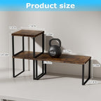 Aothia Wood Desktop Shelf for Top of Desk - 2-Tier Adjustable Bookshelf Organizer, Freestanding Stackable Shelves for Office, Home, Kitchen Counter (Rustic Brown)