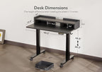 Claiks Standing Desk with Drawers, Adjustable Stand Up Electric Small Standing Desk Adjustable Height with Storage Shelf and Splice Board, 40 Inch, Black