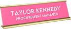 Custom Engraved Desk Plate | Personalized with your Name and Title | Perfect Decor for Office, Business, or Home | Multiple Font and Color Options | 2x8" or 2x10" (Pink w/White Letters, 2x10")