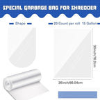 Baderke 40 Pcs Shredder Bags 15 Gallon Paper Shred Waste Bags 26'' x 30'' White Clear Trash Can Liners for Small Shredders