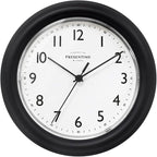 Presentime & Co. 8.5" Modern Farmhouse Essential Wall Clock, Silent Non Ticking, Black Color. (Wall Clock for Office, Home, Bathroom, Kitchen, Bedroom, and School)