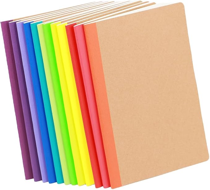 Zegrox 12 Pack A5 Kraft Notebooks, 60 Blank Pages Travel Journal Bulk, Soft Cover Notebooks for Women Girls Students, Making Plans Writing Memos Office School Supplies, 8.3 X 5.5 in
