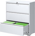 FLIXELIO File Cabinets 3 Drawer,Metal Office Storage Filing Cabinet with Lock,White Lateral Filing Cabinet for Home Office,Horizontal Locking File Cabinets for Legal/Letter/A4 Files,Assembly Require