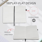OnMove Notebooks Journal for Women Men 12 Pack Bulk Leather Hardcover with Pen Holder A5 160 Pages 100 GSM Thick Paper for Work School Lined Gray