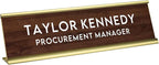 Custom Engraved Desk Plate | Personalized with your Name and Title | Perfect Decor for Office, Business, or Home | Multiple Font and Color Options | 2x8" or 2x10" (Walnut w/White Letters, 2x8")