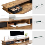 FEZIBO 55 x 24 Inch Whole-Piece Height Adjustable Standing Desk with Double Drawers, Sit Stand Desk, Stand Up Table (Send Two Packages), Rustic Brown Top