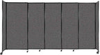 Versare Straightwall Sliding Portable Wall Partition | Freestanding Office Dividers | Locking Wheels | Temporary Room Separator | 11'3'' Wide x 6' Tall Charcoal Gray Fabric Panels