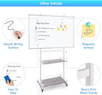 maxtek Rolling Whiteboard, 48x32 Large Magnetic White Board with Stands, Big White Board Dry Erase on Wheels with Baskets for Classroom, Office, Homeschool, Home Office