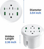 Desktop Power Grommet 3-inch Hole,40W Total Fast Charging Station, 2 PD 20W USB C Port,Flush-Mount Recessed Power Strip, 2 AC Outlets,4 USB Ports,in to The Top of Your Desk,6ft Cord