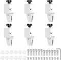 PATIKIL 6 Pcs 1/8" to 1/2" Adjustable Desk Divider Partition Clips, Aluminum Sneeze Guard Support Clamps Desktop Divider Clips for Offices Stores,Counter Privacy Panel,White