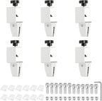 PATIKIL 6 Pcs 1/8" to 1/2" Adjustable Desk Divider Partition Clips, Aluminum Sneeze Guard Support Clamps Desktop Divider Clips for Offices Stores,Counter Privacy Panel,White