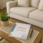 Paper 'n Such Guest Book for Rental House - Vacation Home - Short Term Rentals, Host Essentials, Spiral Hardcover Welcome Log for Airbnbs- 200 Pages (White/Blue)