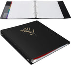 Uquelic 50-Pocket Binder with Plastic Sleeves for Letter/A4 Size(11" x 8.5"), Golden Leaf Printed Cover, Document Binder Organizer for Papers, Certificates and Artwork with Rainbow PP Divider Pages