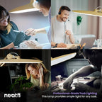 Neatfi XL 2,200 Lumens LED Task Lamp, 20W, 182 Pcs SMD LED, Dimmable, 4 Level Brightness, 3 Light Modes, Desk Light for Home, Office, Workbench (CCT, Gold)