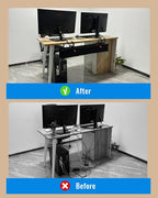 No Drill Cable Management Under Desk, 28" Cord Organizer for Table, Clamp/Screw Mount Cable Tray, Premium Black Fabric Desk Cord Management Tray for Office, Home (Regular (28 in))