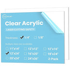 CALPALMY (2-Pack) 12x24 Inch Clear Acrylic Sheet - 1/4 Inch Thick Acrylic Plexiglass Panel for Laser Cutting, DIY Crafts, Signage, and Engraving Projects