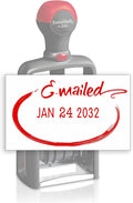 Heavy Duty Style Office Date Stamp with E-MAILED - Self Inking Dater - Style C - Red Ink Color
