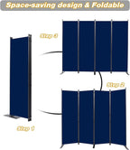 CHOSENM Room Divider, 4 Panel Folding Privacy Screens with Wider Support Feet, 6 Ft Portable Room Partition for Room Separator, 88" W X 71" H, Navy Blue