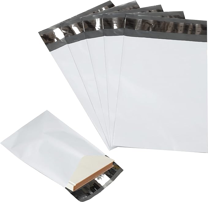 500 Pack Secure Seal White Poly Mailers - 12x15.5 Safe Shipping Bags - E-Commerce Self Sealing 2 Mil Poly Envelopes