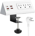 Nightstand Power Strip with USB C, Haiaoyyds Desk Edge Mount Power Hub with 3 Outlets, 4 Fast Charging USB Ports, and 6.56FT Flat Plug Extension Cord for Desk Home Office Accessories, White