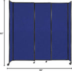 Versare Straightwall Sliding Portable Wall Partition | Freestanding Office Dividers | Locking Wheels | Temporary Room Separator | 7'2'' Wide x 7'6'' Tall Royal Blue Fabric Panels