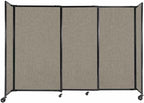 Versare Straightwall Sliding Portable Wall Partition | Freestanding Office Dividers | Locking Wheels | Temporary Room Separator | 7'2" Wide x 5' Tall Warm Pebble Fabric Panels