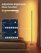 YIKBIK RGB Corner Floor Lamp, 65" Color Changing LED Floor Lamp Bluetooth APP Remote Control Music Sync Modern Standing Lamp 16 Million DIY Colors with Heavy Base for Living Room Bedroom GameRoom