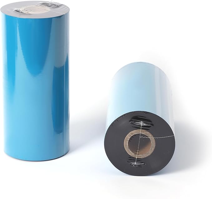 4 Rolls 6.5'' x 1476' Premium Resin Enhanced Wax Ribbon, 165mm x 450m Black Thermal Transfer Ribbon, Barcode Thermal Label Printer Ribbon, CSO-Ink Outside, 1'' Core for Zebra, TSC, GoDex, Citizen..