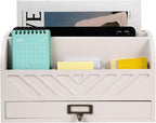 VERGOODR Solid Wooden Desk Drawer Organizer Desktop File Sorter,Desktop Mail Organizer with Handle For Office Supplies,Office Desk Accessories & Workspace Organizers for Home Organization (white)