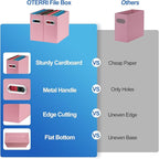 Oterri Cardboard File Organizer Box for Hanging File Folders Letter Size,File Box for Computer Desk,File Cabinet,Working Home,Office,Classroom(Pink, Letter Size - 8 Packs)