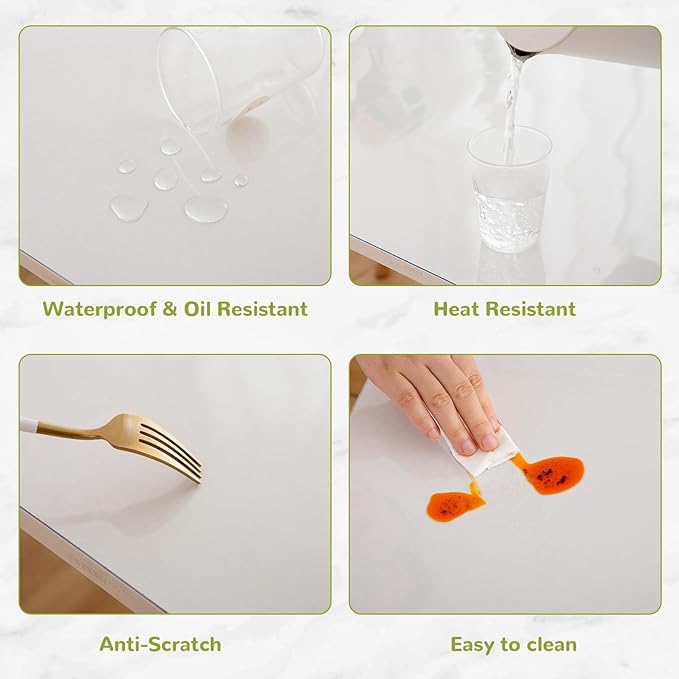 Eisdroma 38 x 66 Inch Clear Table Cover Protector, Clear Table Protector for Dining Room Table, 1.5mm Plastic Table Cover, Waterproof Table Pad for Kitchen, Office
