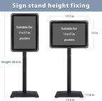 STANDNEE Poster Stand Holder Pedestal Floor Standing Sign Holder 11"x 17" Vertical and Horizontal View Sign Display, Aluminum Snap Open Frame with Safety Corner (Black, 3Packs)