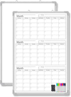 Lincia 36" x 24" Magnetic Vertical 3 Month Dry Erase Calendar for Wall Undated Horizontal Dry Erase Wall Calendar Planner Aluminum Frame Whiteboard for Home Office Projects Wall Fridge