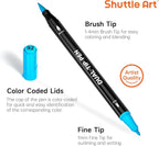 Shuttle Art Dual Tip Brush Marker Pens, 30 Colors Dual Tip Calligraphy Pens Fine and Brush Tip Markers Set, Water-based Ink Perfect for Kids Adult Artist Calligraphy Journal Doodling Writing