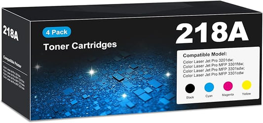218A Toner Cartridges 3301fdw 3201dw for HP 218A 218X toner Cartridge 4 pack, 3301fdw 3201dw 3301sdw Toner Cartridge, HP218A HP218X 218 Toner for Color Laser Jet Pro MFP 3301fdw 3201dw 3301sdw 3301cdw