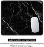 Auhoahsil Mouse Pad, 12 x 10 in Nature Marble Theme Computer Mouse Pad for Desk, Premium-Textured Non-Slip Rubber Stitched Edges Waterproof Square Mouse Mat for Gaming Work Wireless Mice, Black