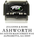 PrettySweetParty Self Inking Return Address Stamp - Custom 4 Line Personalized Address Stamp for Envelopes, Wedding Invitations, Business, Mailing Labels, Black Ink (All Serif)