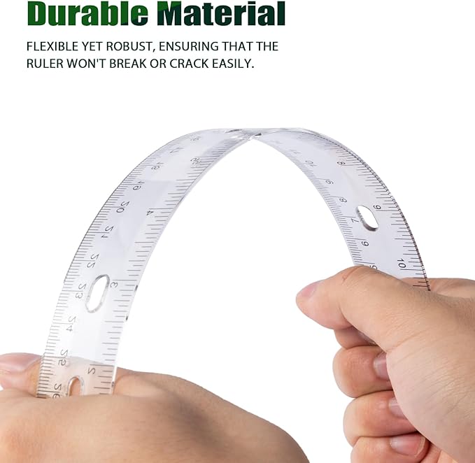 28 Pack Plastic Ruler 12 Inch Transparent Rulers - Metric Bulk for Kids School Office Classroom, Clear