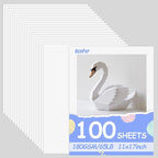 OcePor 100 Sheets White Cardstock 11” x 17”, 65lb/180gsm White Card Stock, Thick Card Stock Paper, Heavy Cardstock Paper for Printer, Resume, Scrapbooks, Art, Crafts, Business Cards